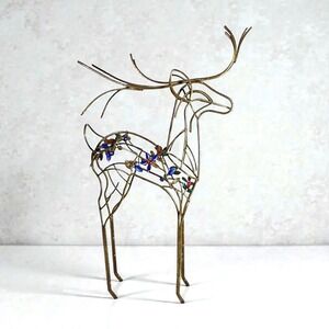 Robert Stanley Royal Palace Christmas Holiday 20"‎ Gold Jeweled Metal Deer